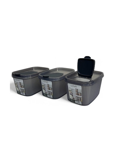 Shell Erzak Kabı 1300 Ml, Antrasit, 3'lü Set Antrasit