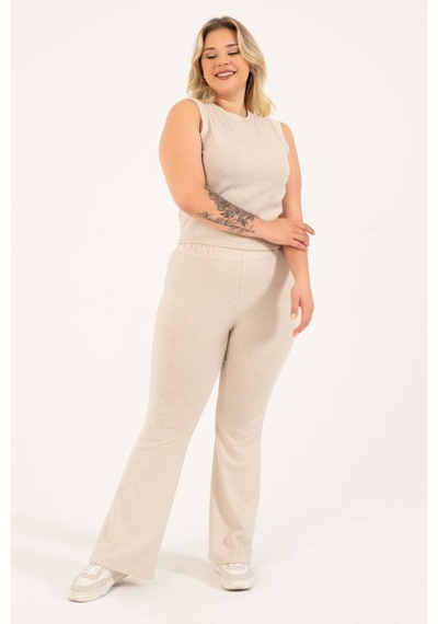 Myline Basic Kolsuz Triko Top-bej Bej