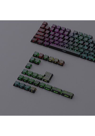 Contourline Keycaps 130 Adet Klavye Tuşu Tam Set Çatlak Işıklı Tuş Takımı