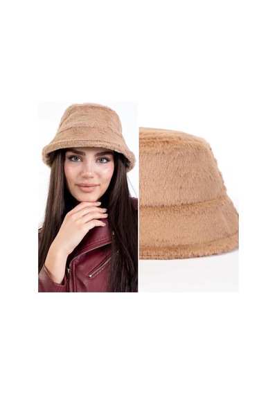 Kokoshum Tavşan Tüyü Bucket Şapka Siyah Siyah
