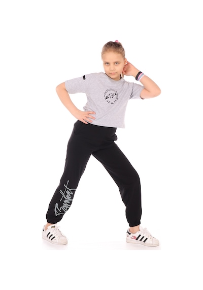 Toontoy Kids Toontoy Kız Çocuk Style Baskılı Eşofman Takım Gri Melanj