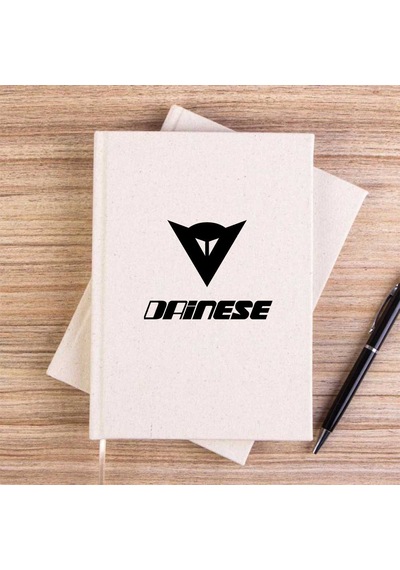 Dainese Black Logo Text Krem Çizgisiz Kanvas Defter
