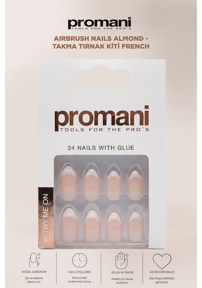 Airbrush Nails Almond - Takma Tırnak Kiti French