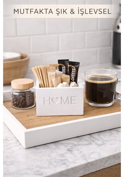 Minimalist Beton Dekoratif Obje & Takı Kutusu - "home" Serisi Beyaz