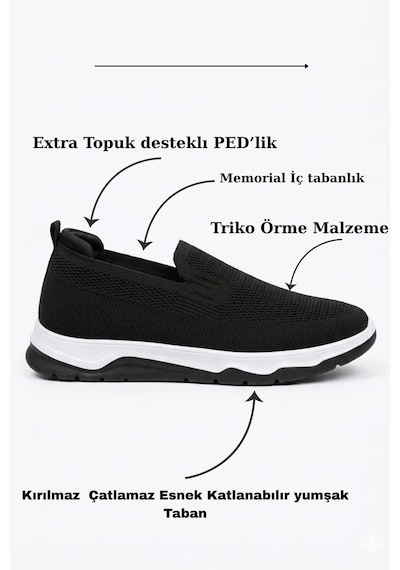 Mcdark Erkek Siyah Beyaz Triko Aqua Yazlık Sneaker Ayakkabı