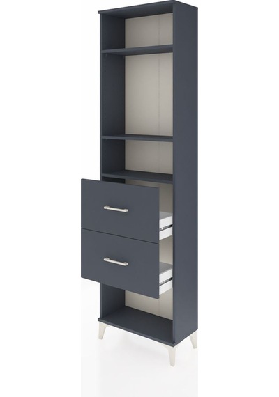 Arges Dolap 3 Raflı 2 Çekmeceli 60x30x221 Antrasit-antrasit Antrasit