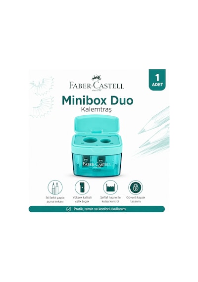 Faber-castell Minibox Duo Çift Hazneli Kalemtıraş Pastel Renkler 1 Adet