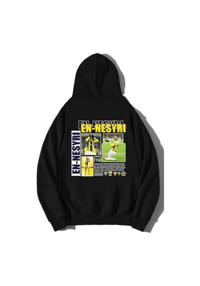 Brz Collection Unisex Oversize Yusuf En-nesyri Hoodie Siyah