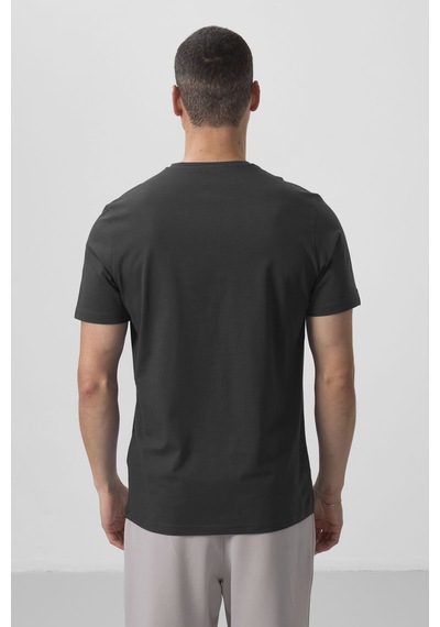 Tommylife Antrasit Basic Kısa Kol Standart Kalıp V Yaka Erkek T-shirt - 87912 Antrasit