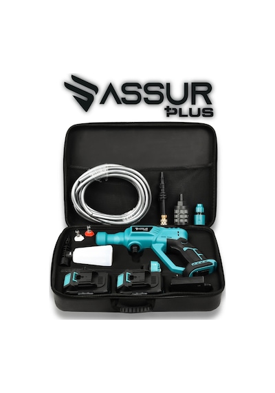 Assur Plus 21V Kömürsüz Motor Yüksek Basınçlı Akülü Oto Araba Yıkama Makinesi Şarjlı - 2853