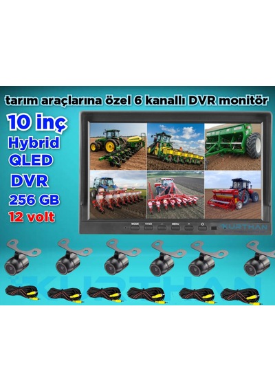Qled Ekran 6 Kanal 10'' Dvr Monitör 6 Adet Kelebek Kamera Seti