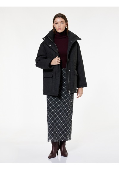 Koton Yün Karışımlı Cepli Dik Yaka Uzun Kollu Oversize Kaşe Mont Antrasit 6wak00227ew Çok Renkli Koton Yün Karışımlı Cepli Dik Yaka Uzun Kollu Oversize Kaşe Mont Antrasit 6wak00227ew Çok Renkli