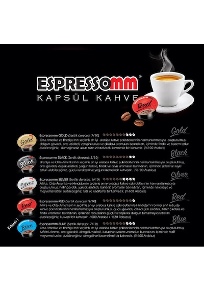 Espressomm® Tchibo Cafissimo Makineleri İle Uyumlu Blue Kafeinsiz Kapsül Kahve 10 x 10'lu