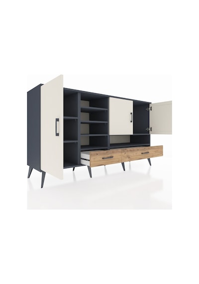 Kronos Konsol 8 Raflı 2 Çekmeceli 3 Kapaklı 176x59x99 Antrasit-ay Antrasit-aytaşı/çam