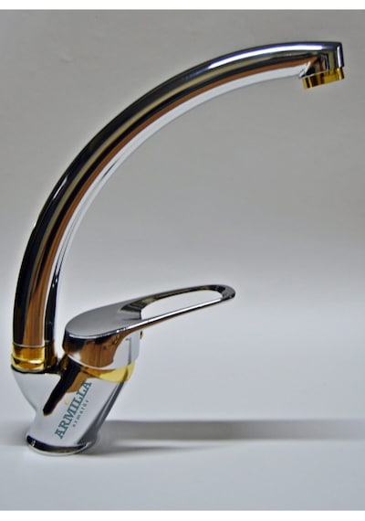 Krom Gold Lüx Mix Kuğu Banyo Lavabo Mutfak Eviye Musluğu Bataryası Sıcak Soğuk Çift Su Girişli Diğer