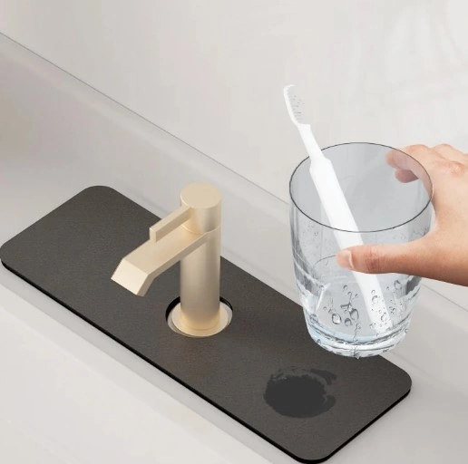 Su Emici Sihirli Lavabo Kenar Matı 38x13cm Gri