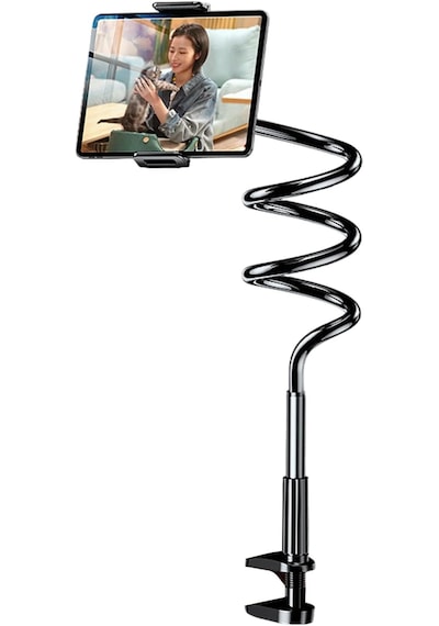 Tablet Ve Telefon Standı Metal Spiral Masa Kenarlı 360 Döner Esnek Telefon Tutucu Tablet Standı