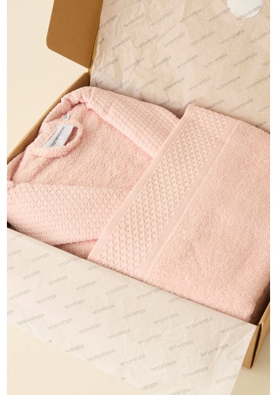 Kaşmir Home Maren Bornoz Set L-XL Pudra