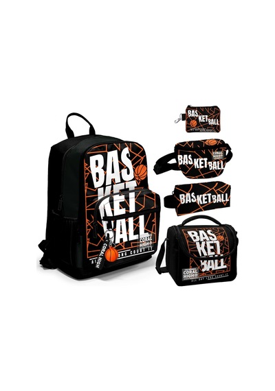 Coral High Beşli İlkokul/ortaokul Çanta Seti - Siyah Basketbol - Erkek Çocuk Çok Renkli
