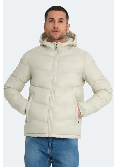 Slazenger World In Erkek Puffer Şişme Mont Kırık Beyaz Kırık Beyaz