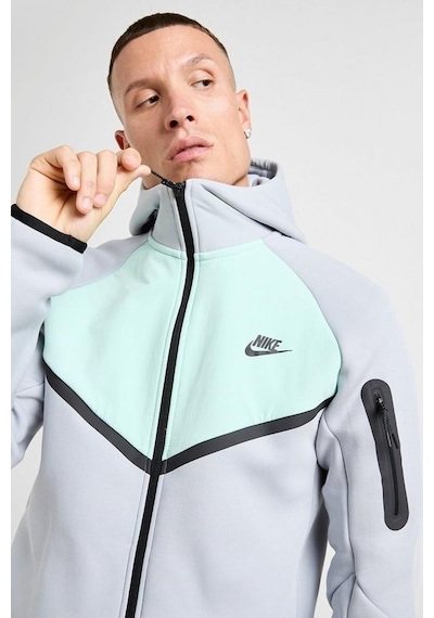 Nike Tech Fleece Mix Full Zip Windrunner Hoodie Kapüşonlu Unisex Sweatshirt Gri-yeşil