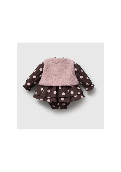 Ministok Karen Peluş Yelekli Romper 2'li Kız Bebek Takım Pembe