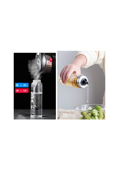 500 Ml Cam Yağlık Ölçekli Yağdanlık Kontrollü Dökme Başlıklı Kapaklı Zeytinyağı Şişesi Ve Sosluk Şeffaf