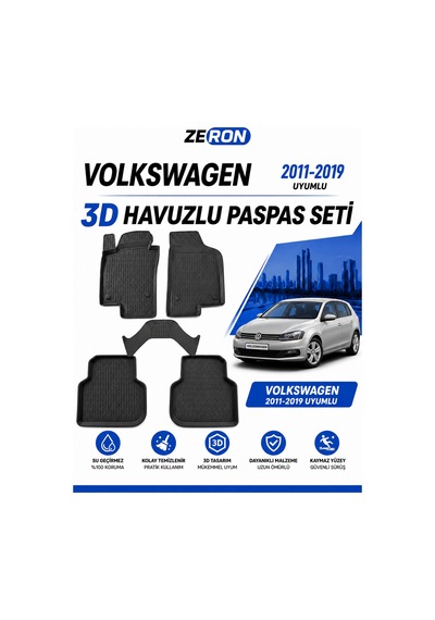 Volkswagen Jetta 2011-2019 3d Havuzlu Paspas Seti Su Geçirmez Kaymaz Siyah 5 Parça