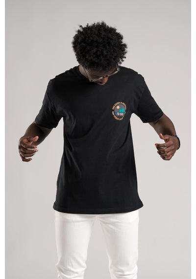 Fbı Yarım Oversize Hafif Bol Kesim Arkası Baskılı Pamuklu T-shirt Siyah