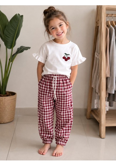 Mayoral Fashion Kareli Pijama Takımı - Fashion - Kırmızı - 3 Yaş - 0512-kırmızı-3 Yaş