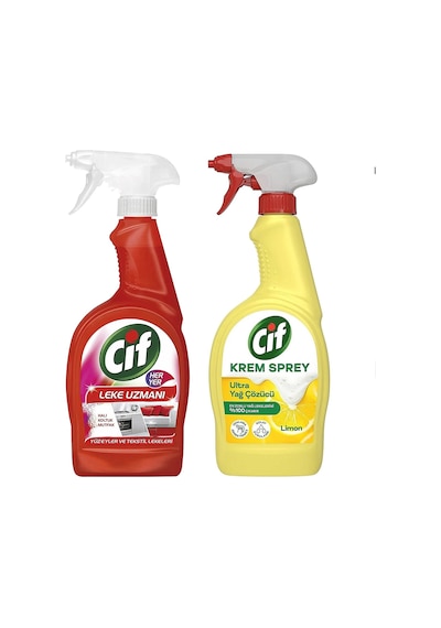 Cif Her Yer 750 Ml Leke Çıkarıcı Ve Krem Sprey Yağ Çözücü 750 Ml 2 Li Set 2'li Set