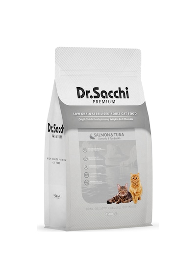 Dr. Sacchi Premium Somon ve Tuna Balıklı Kısırlaştırılmış Yetişkin Kedi Maması 1500 G