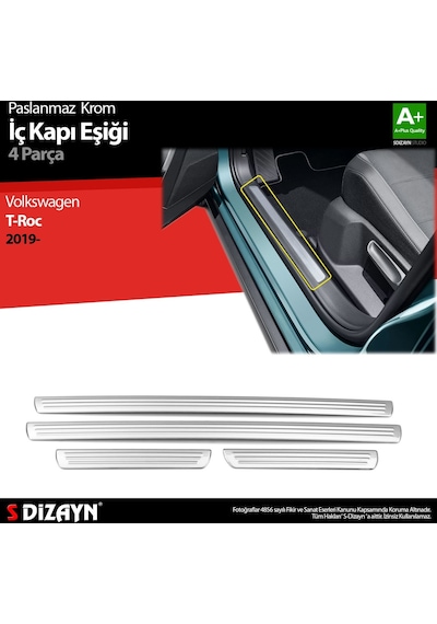 S-Dizayn Volkswagen T-roc Krom İç Kapı Eşiği 4 Prç. 2019 Üzeri