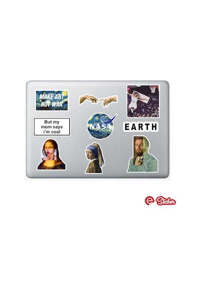 Art Sanat Temalı Laptop Notebook Tablet Sticker Seti 9 Adet