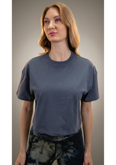 Heyy's Oversize Kadın Crop Antrasit Renk T-shirt Antrasit
