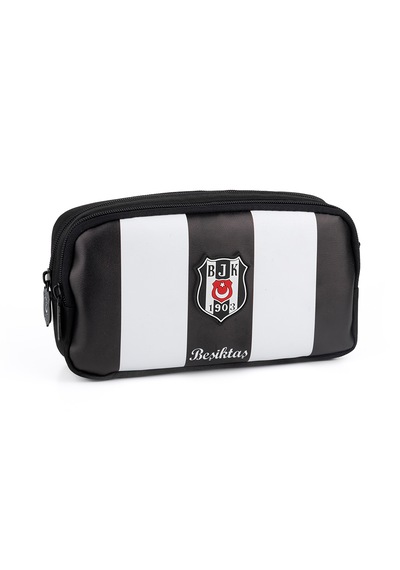 Beşiktaş Me Team Çubuklu Suni Deri Kalem Çantası Siyah - Beyaz