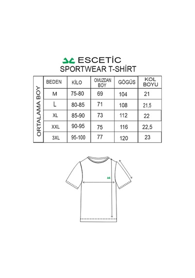 Escetic Erkek Hardal Slim Fit T-Shirt-3298 Hardal