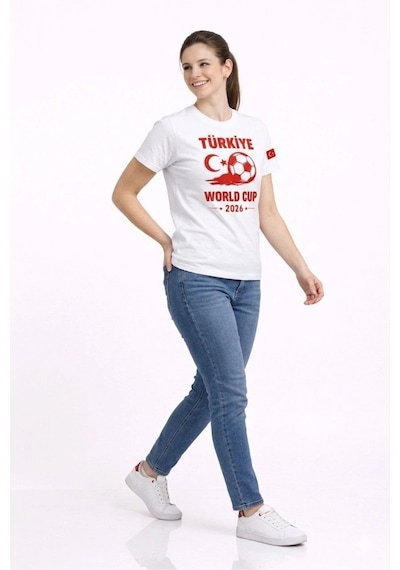 Wear Vexel Kadın Türkiye World Cup 2026 Baskılı Tişört Futbol Temalı Forma T-shirt - Beyaz Beyaz Wear Vexel Kadın Türkiye World Cup 2026 Baskılı Tişört Futbol Temalı Forma T-shirt - Beyaz Beyaz
