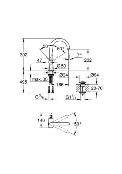 Grohe Atrio Tek Kumandalı Lavabo Bataryası 1/2" L-Boyut - 24362AL0 Siyah