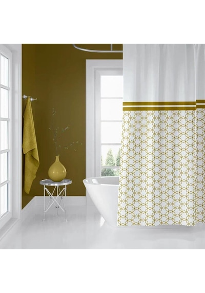 Banyo Perdesi 2x120x200 Çift Kanat Duş Perdesi Halka Hediyeli 1869 Çok Renkli
