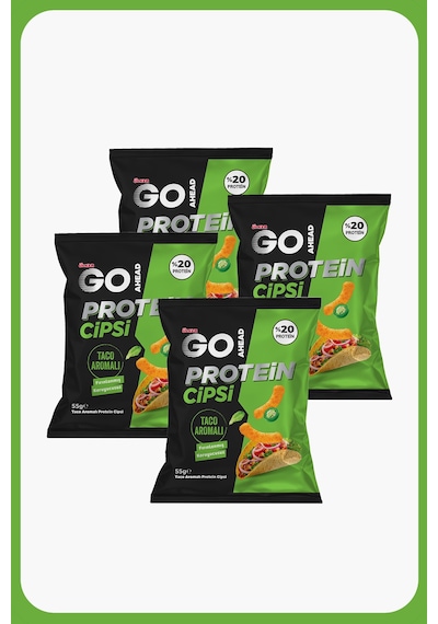 Go Ahead Protein Cipsi - Taco Aromalı - %20 Protein - 55 Gram - 4 Adet