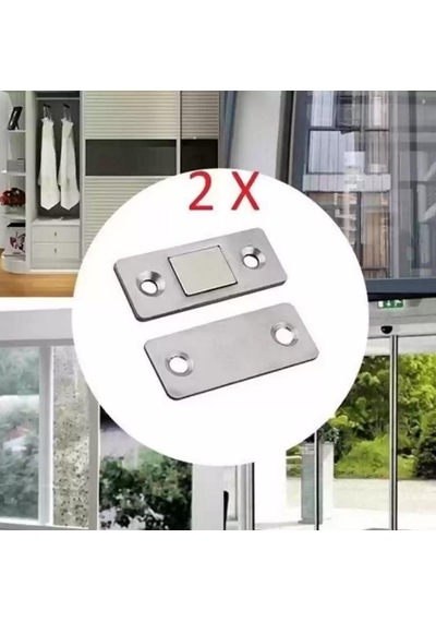 Zhltools 2 Çift Çok Amaçlı Kapı Kapak Dolap Çekmece Mobilya Durdurucu Kapatıcı Mıknatıslar Gümüş