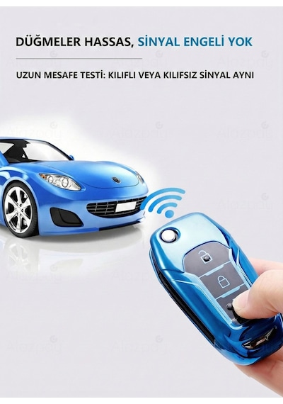 Ford Mondeo Kuga Focus Fiesta Puma Ranger B Max C Max S Max Parlak Tpu Anahtar Kılıfı Mavi