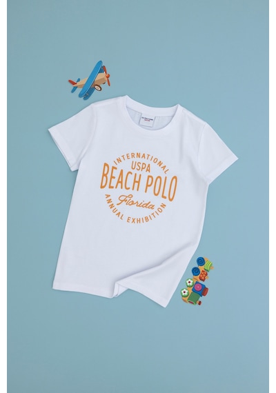 U.S. Polo Assn. Erkek Çocuk Beyaz Bisiklet Yaka Tişört 50307129-VR013
