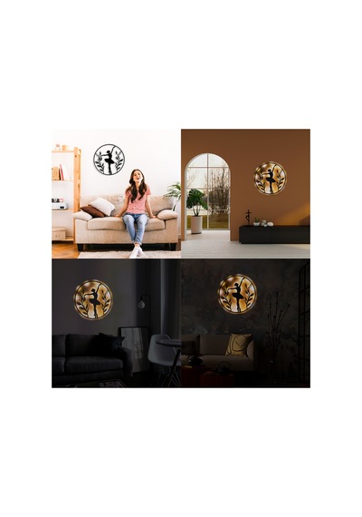Led Işıklı Kadın Temalı Tablo Balerin Dekoratif Gece Lambası Sarı - 737237709 Sarı