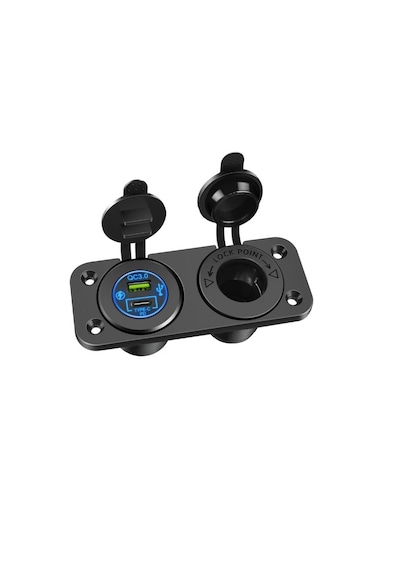 Sealux Marine Şarj + Usb 3.0 Type-c Soketi Plastik Çerçeveli 12-24v Siyah
