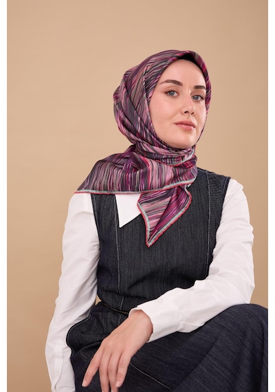 Silk Home Twill İpek Eşarp 11484-37 Çağla, Pembe, Mor, Narçiçeği