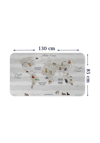 Eğitici Dünya Haritası Dünya Atlası Çocuk Ve Bebek Odası Duvar Sticker-85x130-3812 Çok Renkli