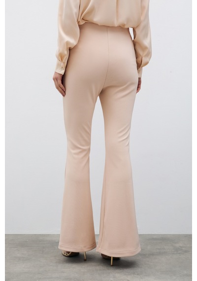 Sateen İspanyol Paça Pantolon - Bej-135533 Bej
