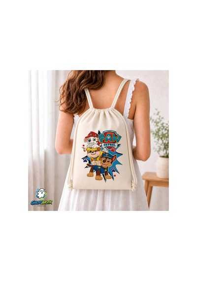 Ghostbastır Design Paw Patrol Büzgülü Keten Çanta C219 Bej